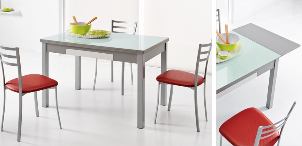 Mobiliario - Mesas de Cocina - Mesa ALBA cristal extensible - Muebles,  Reformas y Cortinas
